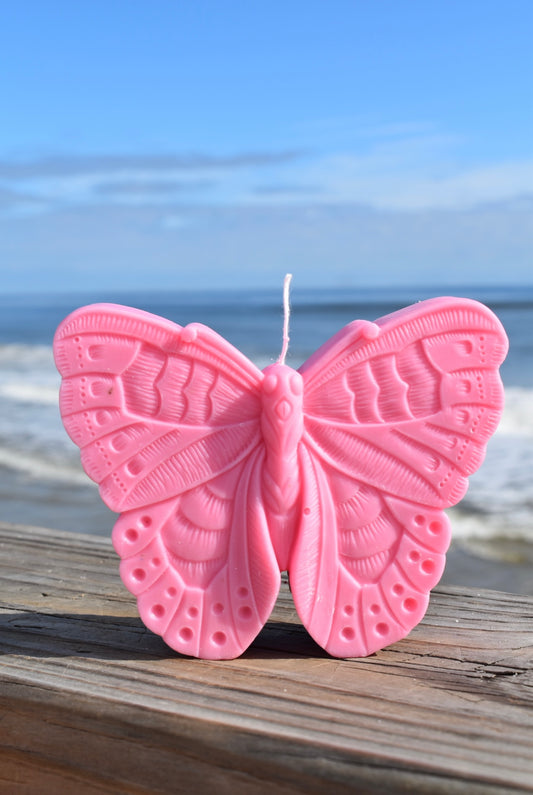Pink Butterfly Candle