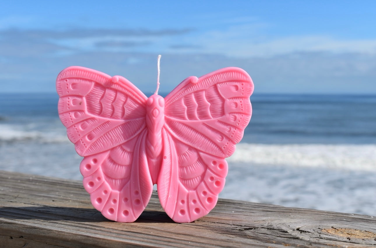 Pink Butterfly Candle