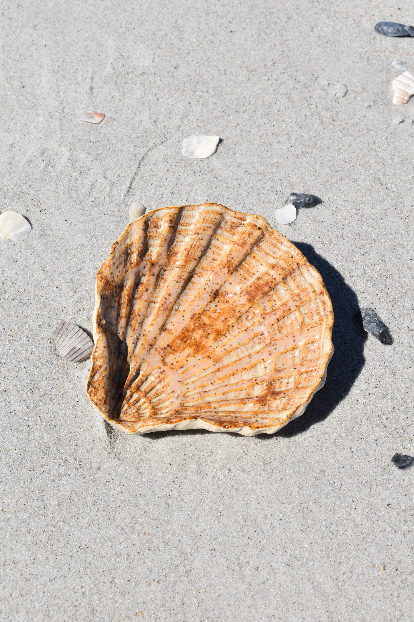 Espresso Speckled Ceramic Scallop Tray