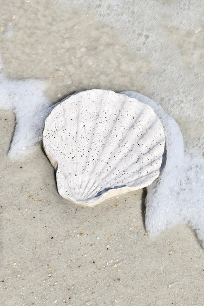 White Speckled Scallop Tray