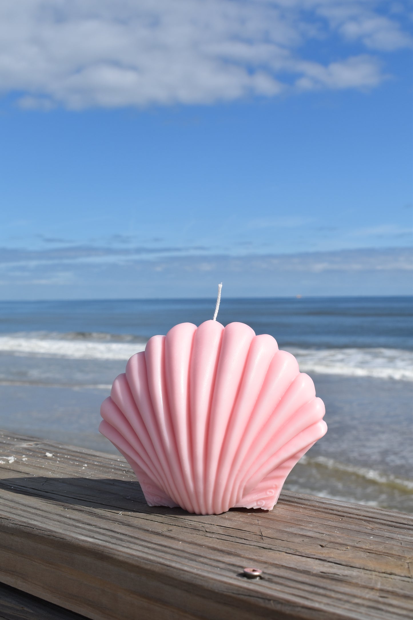 Pink Jumbo Shell Candle