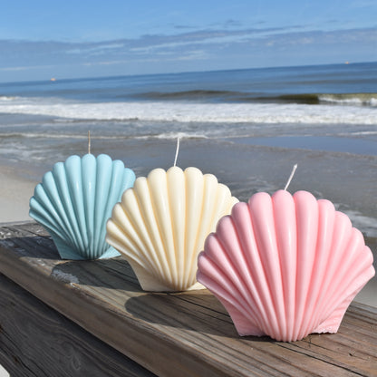 Blue Jumbo Shell Candle