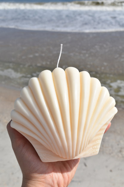 White Jumbo Shell Candle