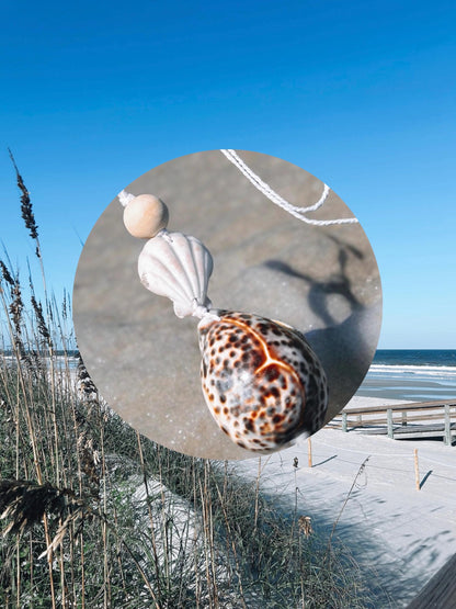 Tiger Cowrie Car Diffuser Hanging Mirror Shell Beach Accessories Boho Coconut Girl Coastal Cowgirl Ocean Decor Summer Pendant Air Freshie